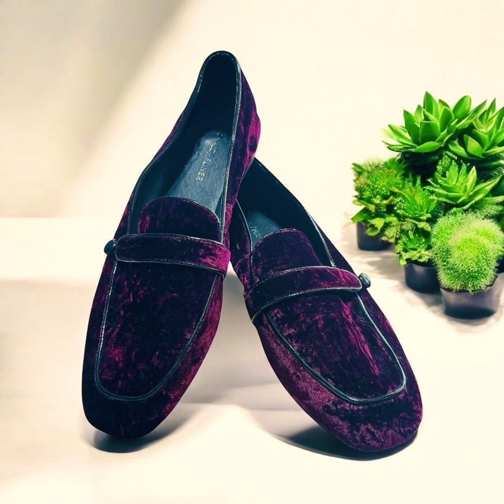 Donald Pliner Maroon Velvet Loafer Dressy Shoes Excellent Stylish Size 11 M
